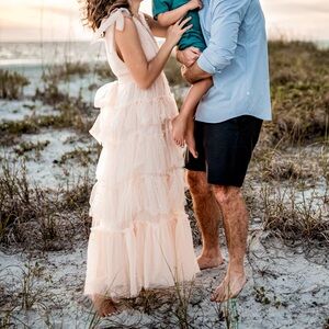 Pink Tiered Tulle Dress with Pearls - VICI